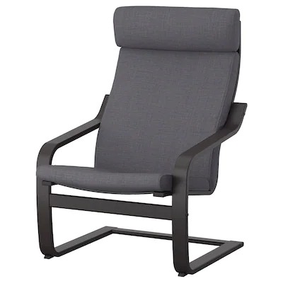 IKEA POANG Fotel czarnybrąz Skiftebo ciemnoszary