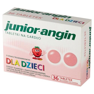 JUNIOR-Angin o smaku truskawkowym - 36 tabletek