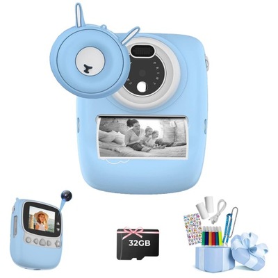 Aparat dla dzieci, aparat natychmiastowy 30 MP z kartą TF o pojemności 32 GB, prezent dla dziewczynek