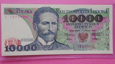 10000 zł 1987, L 1800900,stan UNC.FAJNY NR !