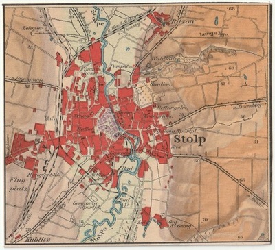 SŁUPSK. Mapka okolic miasta z około 1920