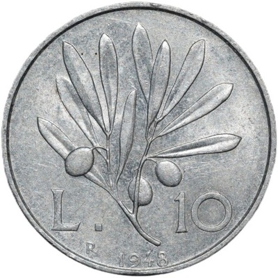 Włochy 10 lirów 1948 Rzadka