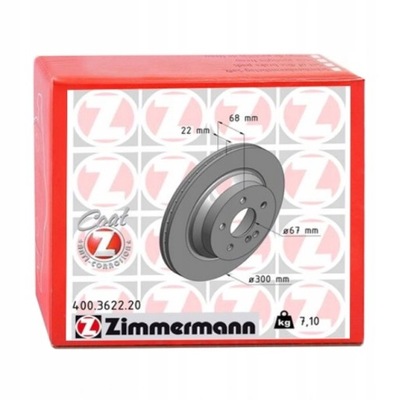 Zimmermann 400.3622.20 диск тормозная фото №1