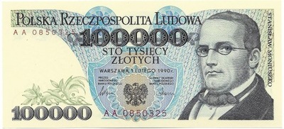 100 000 Zł ST. Moniuszko 1990r Seria AA Stan/UNC