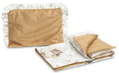 KOMPLET DO WÓZKA VELVET Z FALBANKĄ SEN BEŻOWY