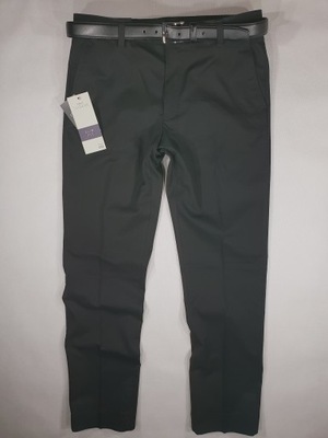 NEXT czarne chino z paskiem slim 32/34 86cm