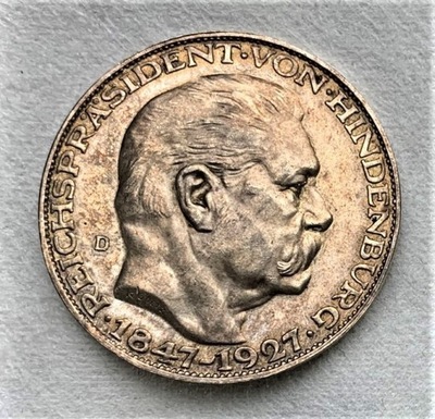 Niemcy Próba Medal1927 HINDENBURG Goetz-SREBRO