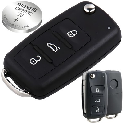 CASING REMOTE CONTROL KEY VW VOLKSWAGEN GOLF POLO SHARAN TIGUAN JETTA + BATERIA  