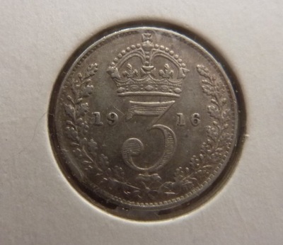 3 pensy 1916 rok,srebro-Wielka Brytania