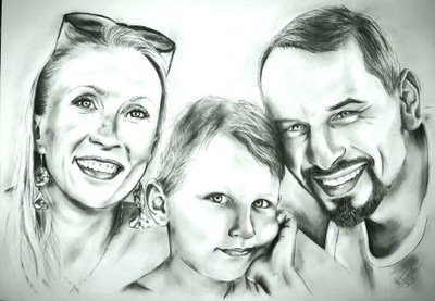 Portret ze zdjęcia ołówkiem A4 - 2 os. ANTYRAMA GRATIS