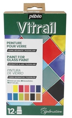 Pebeo Vitrail farby witrażowe do szkła 12x20ml