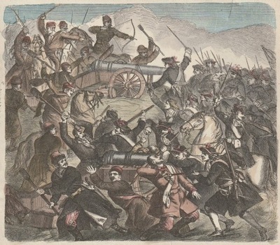 WARSZAWA, POTOP SZWEDZKI. Bitwa pod Warszawą 1656. Grafika około 1870