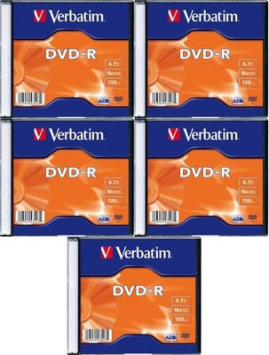 Płyta DVD-R Verbatim do jednokrotnego zapisu 4.7 GB slim x 5
