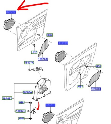 ДИНАМИК ДВЕРЬ ПЕРЕД FORD FOCUS MK1 1998-05