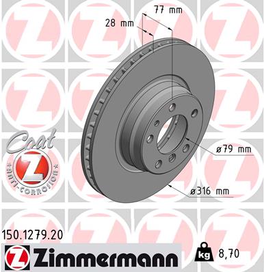 ZIMMERMANN 150.1279.20 DISCO DE FRENADO  