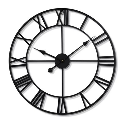 Zegar ścienny metalowy czarny 80cm Vintage Loft