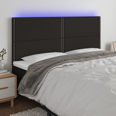 VidaXL Zagłówek do łóżka z LED, czarny, 200x5x118/128 cm, tkanina