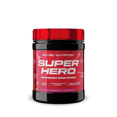 SCITEC SUPERHERO 285G PREWORKOUT SIŁA POMPA MALINA ARGININA GLUTATION