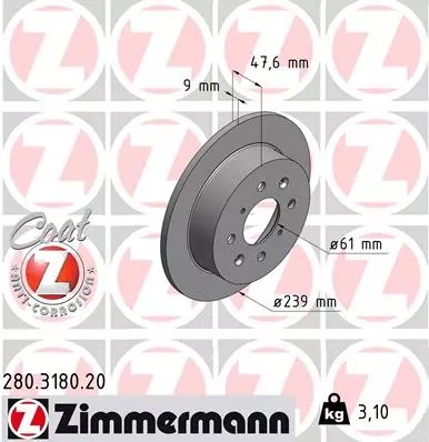 ZIMMERMANN TARCZE+KLOCKI P+T HONDA CRX 3 262MM  