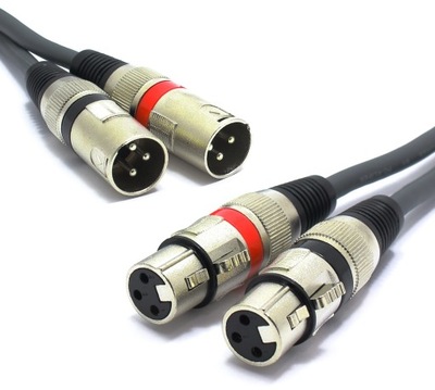 KABEL 2X XLR MĘSKI 2X GNIAZDO XLR VITALCO 3M WTYK MĘSKI ŻEŃSKI PODWÓJNY