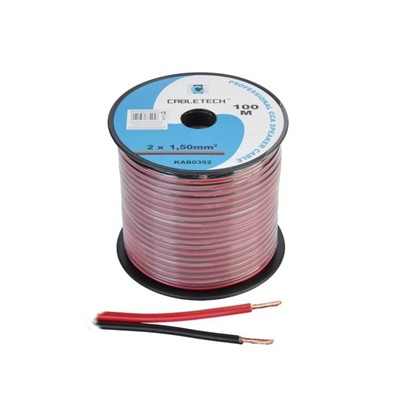 Kabel głośnikowy 1.5mm CCA czarno czerwony 100m