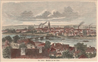 KROSNO ODRZAŃSKIE. Panorama miasta, z około 1890