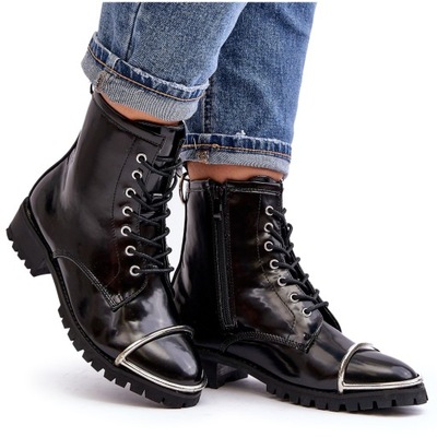 LU BOO CZARNE WORKERY BOTKI METAL ROCK STYLE 37