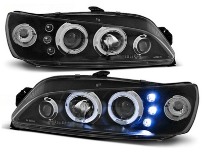 Лампы фары peugeot 306 97-01r кольца led black + лампочка бесплатно фото №1