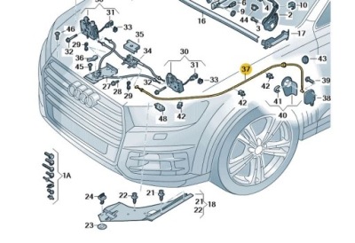 Тягa замка трос відкривання капот засувка передньої audi q7 оригінал aso фото №1
