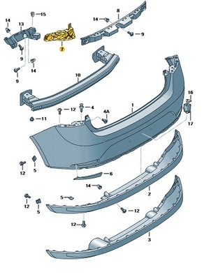 ПРАВАЯ БАШМАК КРЕПЛЕНИЕ БАМПЕРА ЗАД SEAT IBIZA