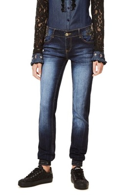 DESIGUAL GRANATOWE JEANSY HAFTY (27)