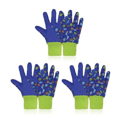 3 pary rękawic ogrodniczych dla dzieci w wieku 5–8 lat bawełna