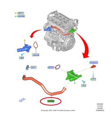 ПРОВОД ЕЛАСТИЧНЫЙ CHLODZENIE ДВИГАТЕЛЯ FOCUS S-MAX 2377793 _ AG9E-8A582-AD фото