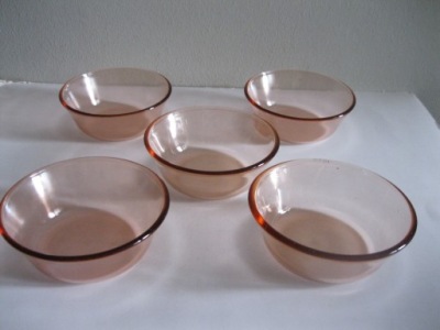 STARE SZKLANE ŁOSOSIOWE SALATERKI KOMPLET 5 SZTUK