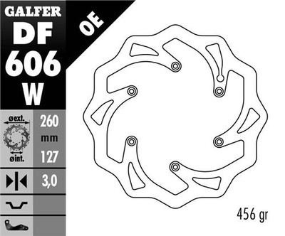 DISCO PARTE DELANTERA KTM SX/EX, HUSABERG,HUSQVARNA,GAS GAS WAVE (260X127X3MM)  