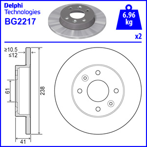 ДИСК ГАЛЬМІВНИЙ DELPHI BG2217 + В ПОДАРУНОК