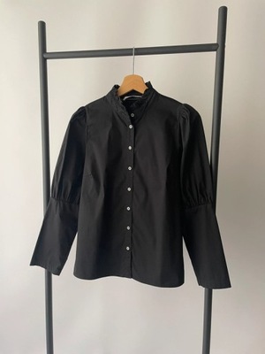 Co Couture czarna bluzka koszulowa koszula z bufiastymi rękawami 36 S
