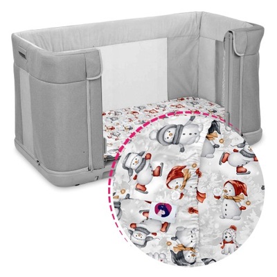 Prześcieradło Świąteczne pasuje do Chicco FOREVER NEXT2ME Bawełna Bałwanki