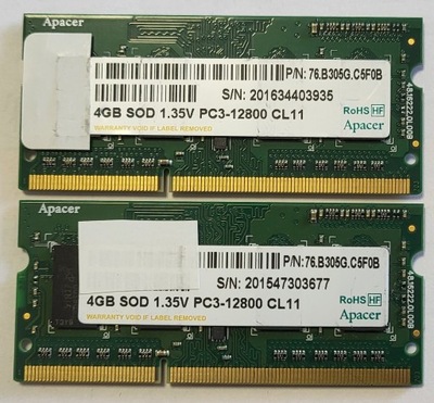 Pamięć RAM Apacer 8GB (2x4GB) 1600 MHz Laptop - 76.B305G.C5F0B