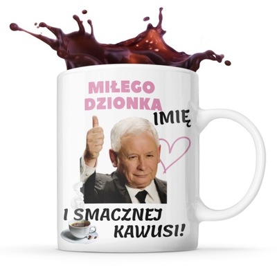 KUBEK Z NADRUKIEM JAROSŁAW KACZYŃSKI KAWUSI