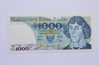 Banknot 1000 zł - seria KC z 1982 roku UNC