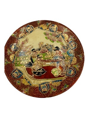 Talerz porcelana Japan Style scenka Japońska Gejsza malowany SATSUMA