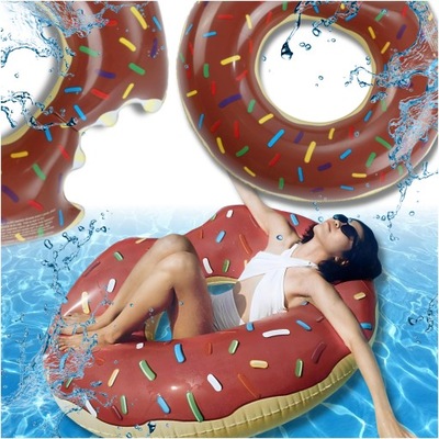 KOŁO DMUCHANE DONUT PĄCZEK DO PŁYWANIA MATERAC DO WODY NA BASEN PLAŻĘ 120CM