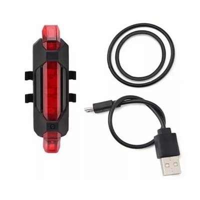 TYLNA LAMPKA ROWEROWA LED ŁADOWANIE USB CZERWONA