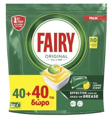 Fairy KAPSUŁKI do Zmywarki 80szt. All in One LEMON Original