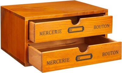 MAŁE DRWNIANE PUDEŁKO DO PRZECHOWYWANIA Z 2 SZUFLADAMI MEGA