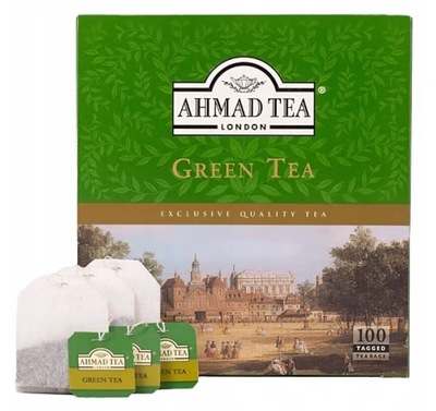 AHMAD herbata ZIELONA 100 torebek z zawieszką