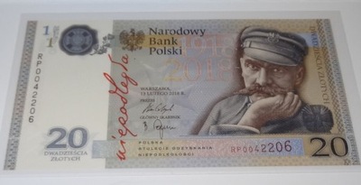 20 zł Niepodległość 2018, Józef Piłsudski 20 złotych