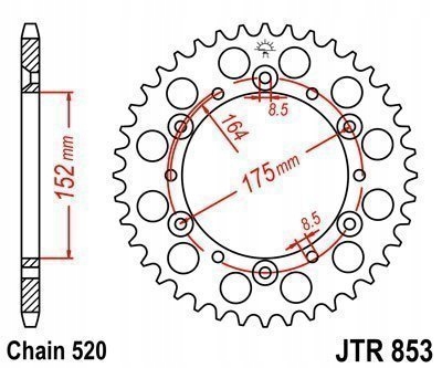 ЗУБЧАТКА ЗАДНЯ JT 46-ЗУБІВ TT 600 1983-2003