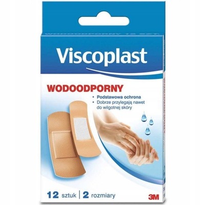 VISCOPLAST PLASTRY OPATRUNKOWE ZESTAW WODOODPORNY 12 SZTUK 2 ROZMIARY